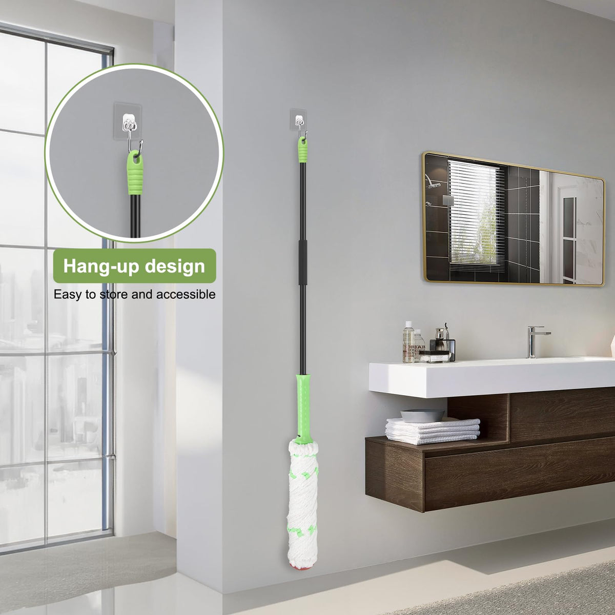 Self-Wringing Twist Mops for Floor Cleaning, Microfiber Floor mop with 57 " Long Handle, Easy Wringing Mop for Hardwood Commercial Household Clean