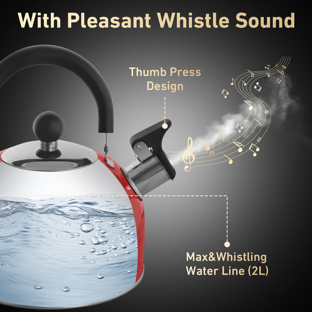 Lily's Home 2 Quart Stainless Steel Whistling Tea Kettle, the Perfect Stovetop Tea and Water Boilers for Your Home, Dorm, Condo or Apartment. (Blue)