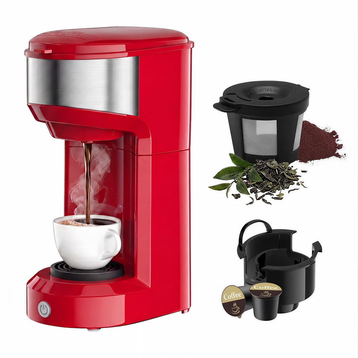 Single Serve Coffee Maker, Small K Pod&Ground Coffee Machine
