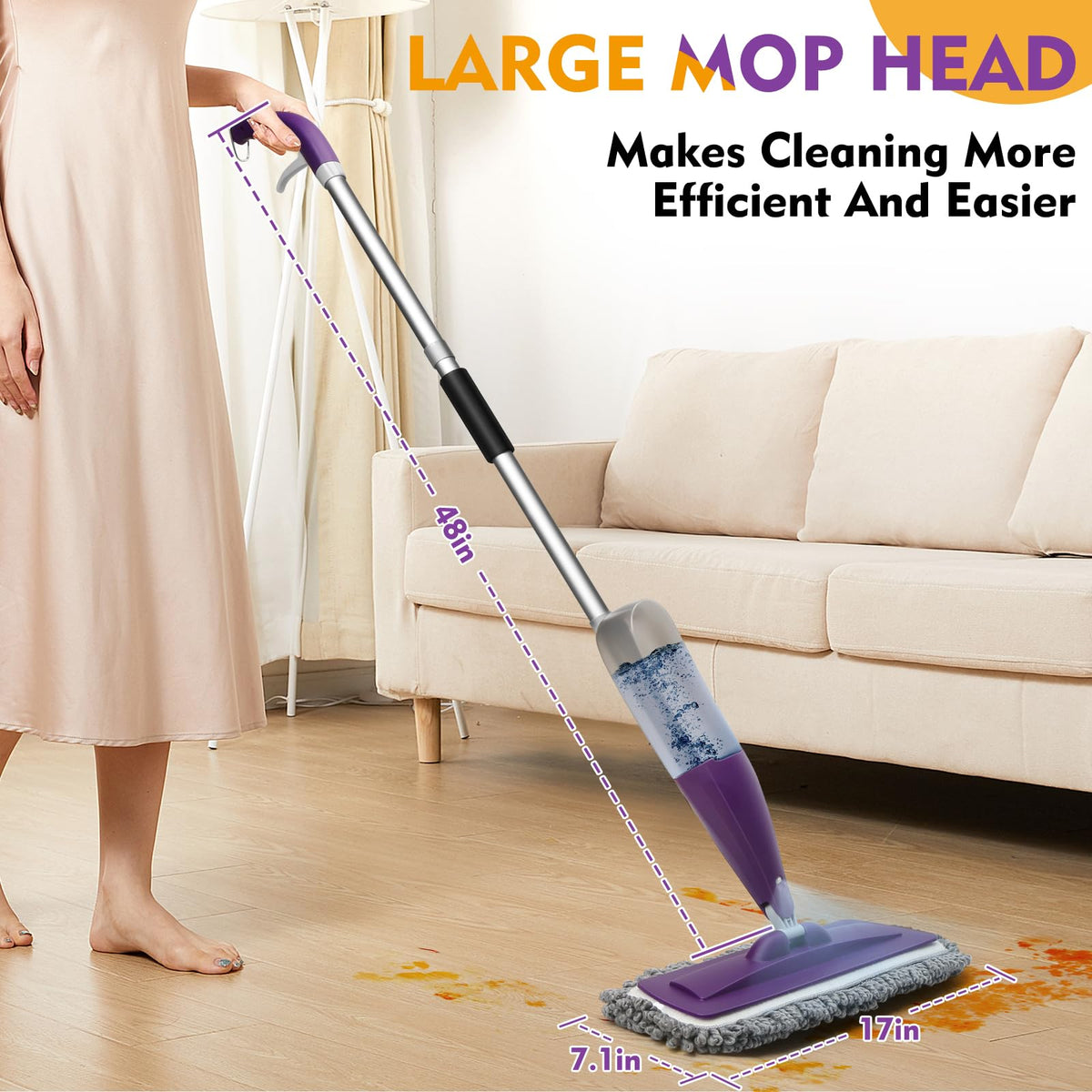 Spray Mop for Hardwood Tile Floor Cleaning with Microfiber Washable Pads