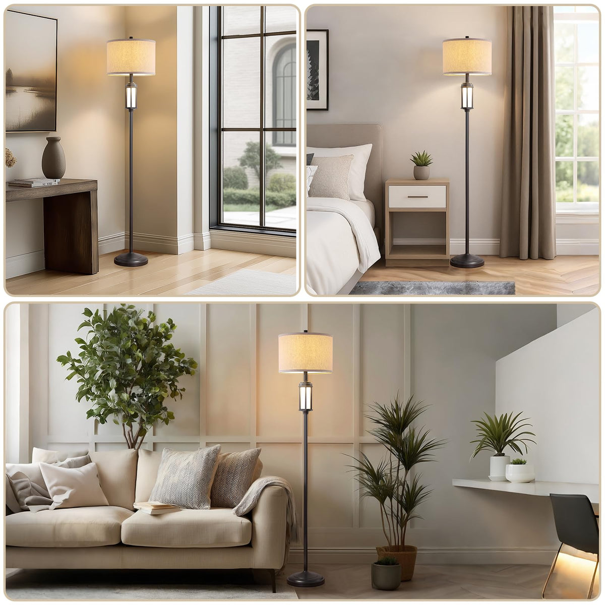 AIEAMPDO 65'' Farmhouse Floor Lamp for Living Room with 2 Light Sources