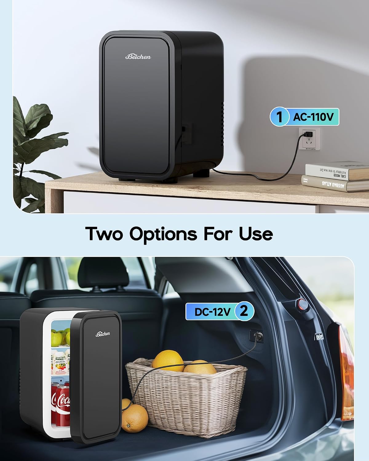 Mini Fridge,6 Liter / 8 Can Small Fridge for Bedroom, Car, Office