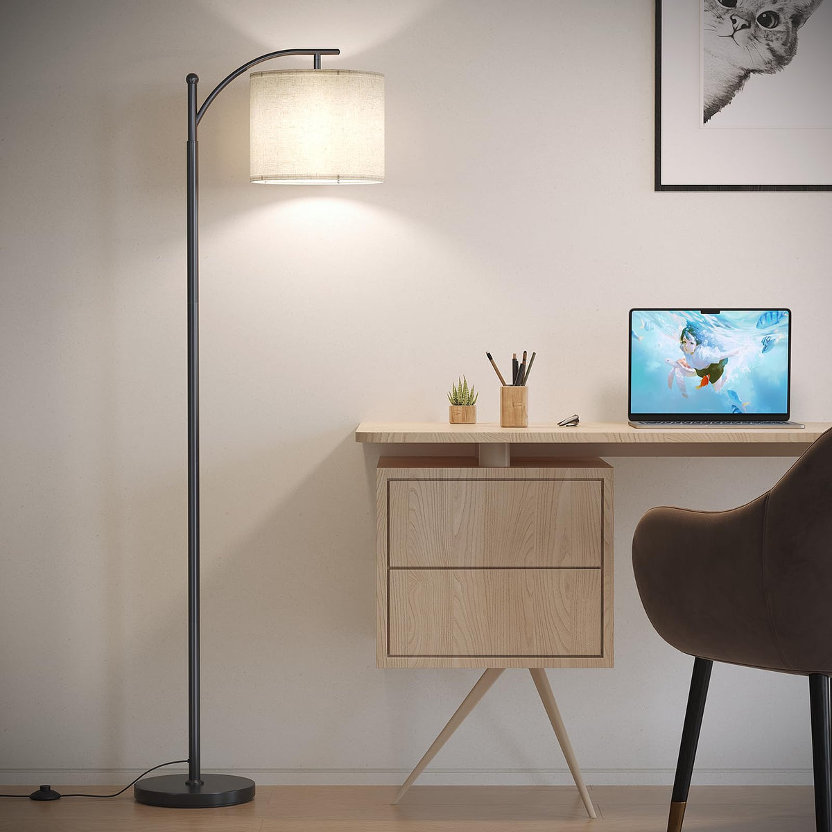 SUNMORY Arc Floor Lamp, Modern Floor Lamp with 3 Color Temperatures Bulb