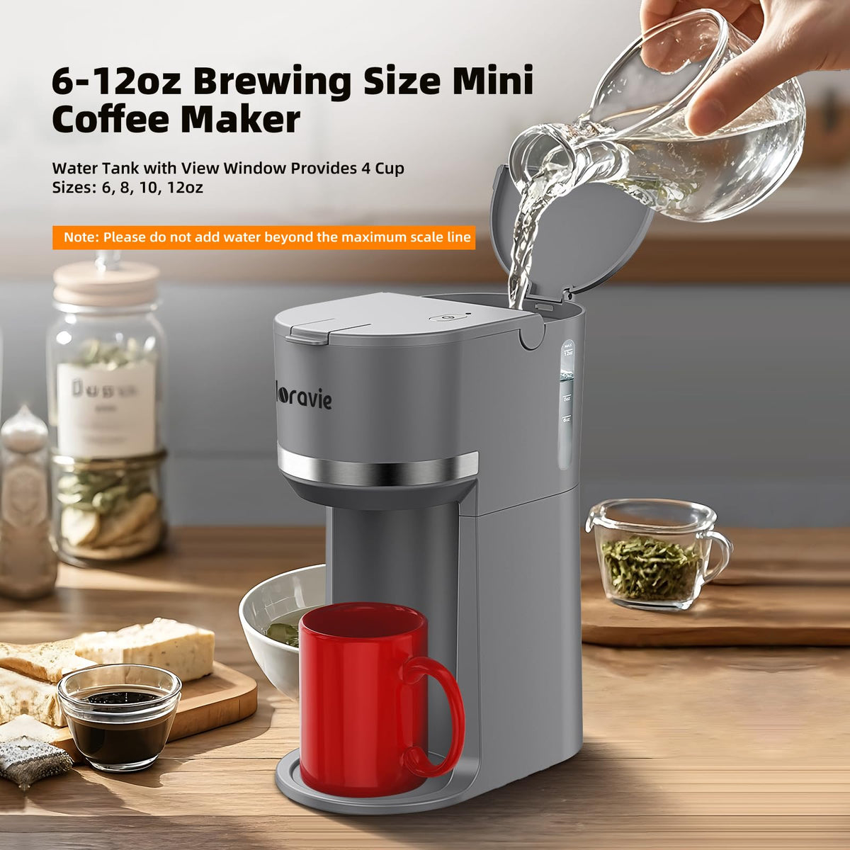 Small Single Serve Coffee Maker for K Cup and Grounds with One Button