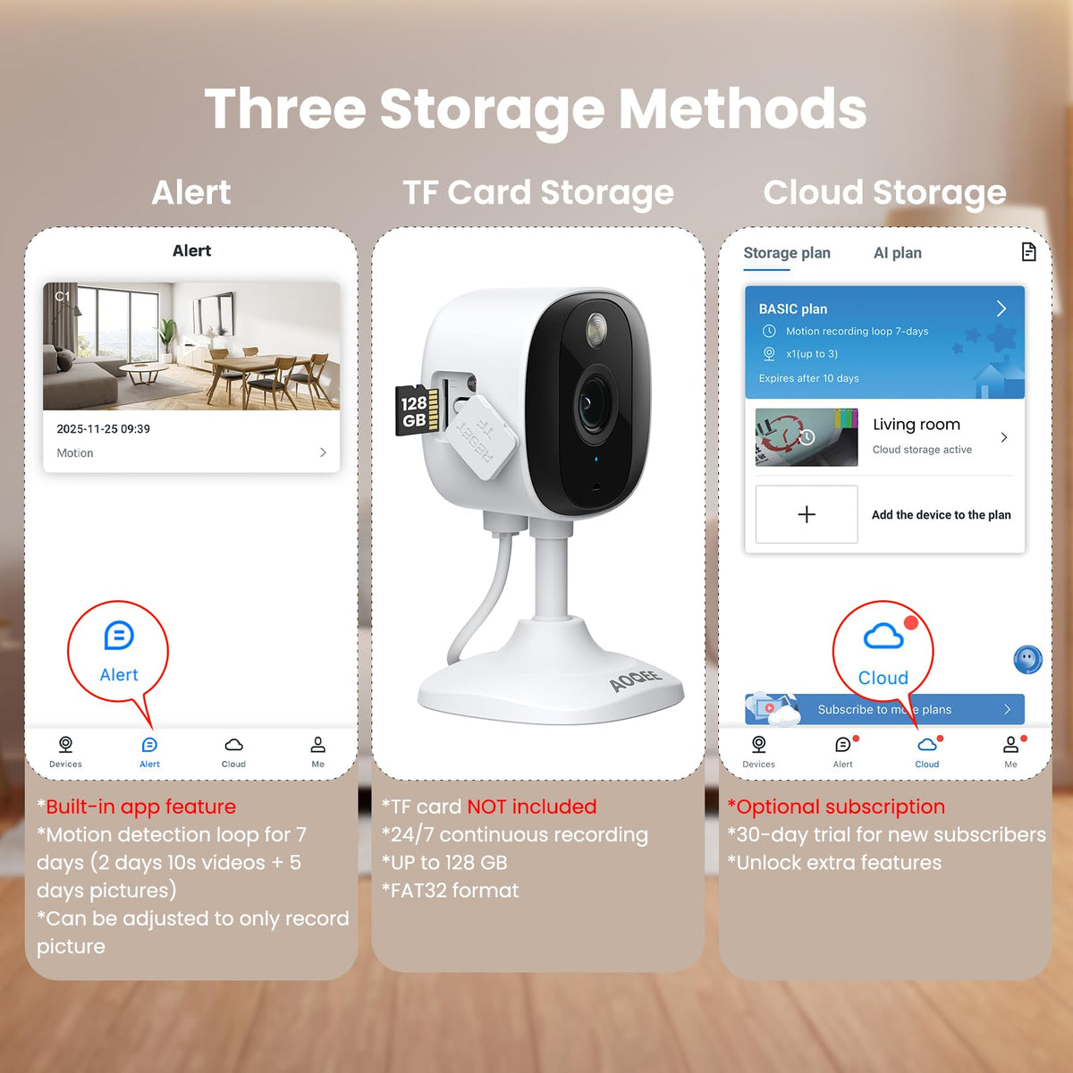 AOQEE 2K Cameras for Home Security, Indoor/Outdoor, Full Color, C1 2Pack