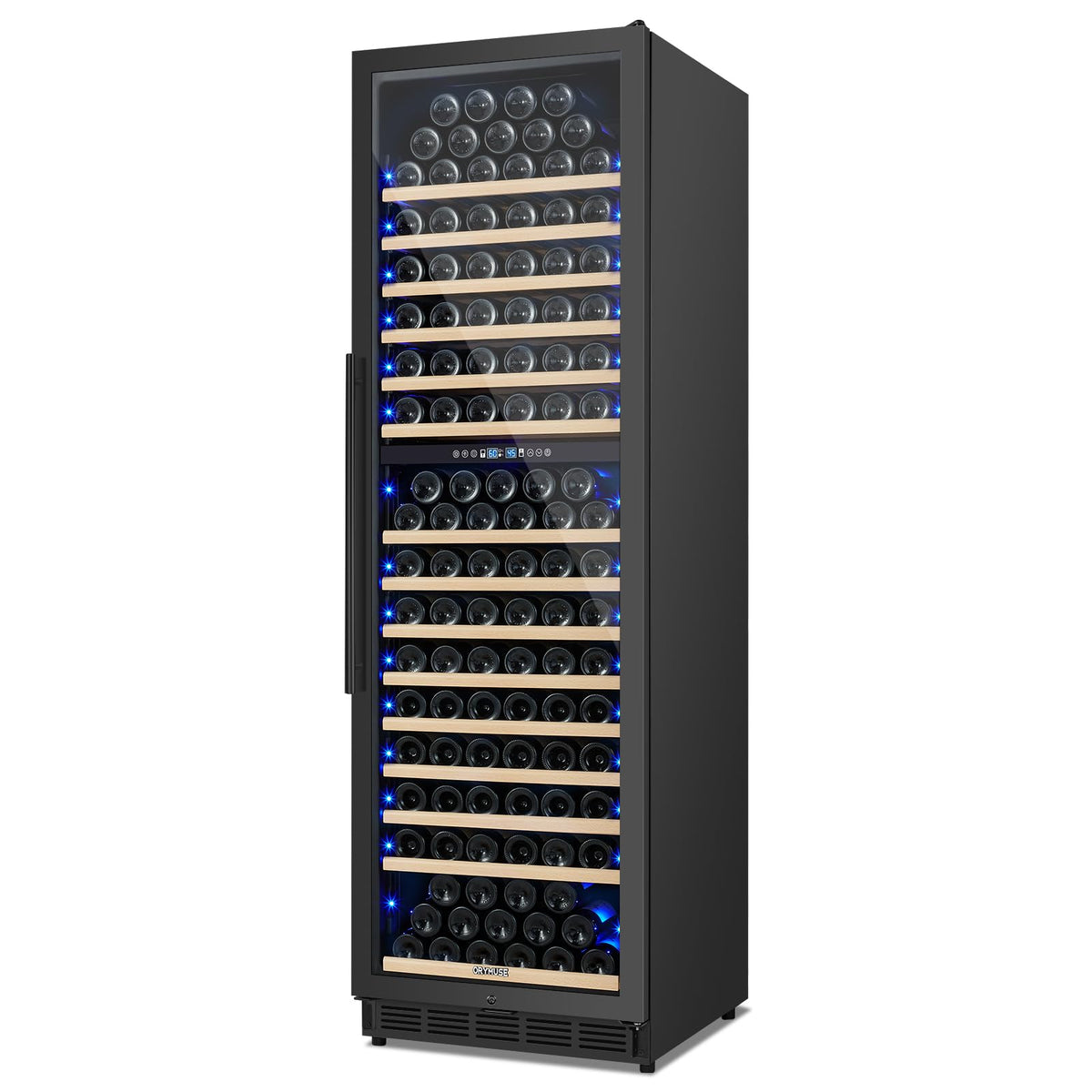 200 Bottle Upgrade Wine Cooler Refrigerator - 24 Inch Large Capacity Wine Fridge Built-In Freestanding, with Quiet Compressor, Professional Temperature Control & Wine Cellar - Black