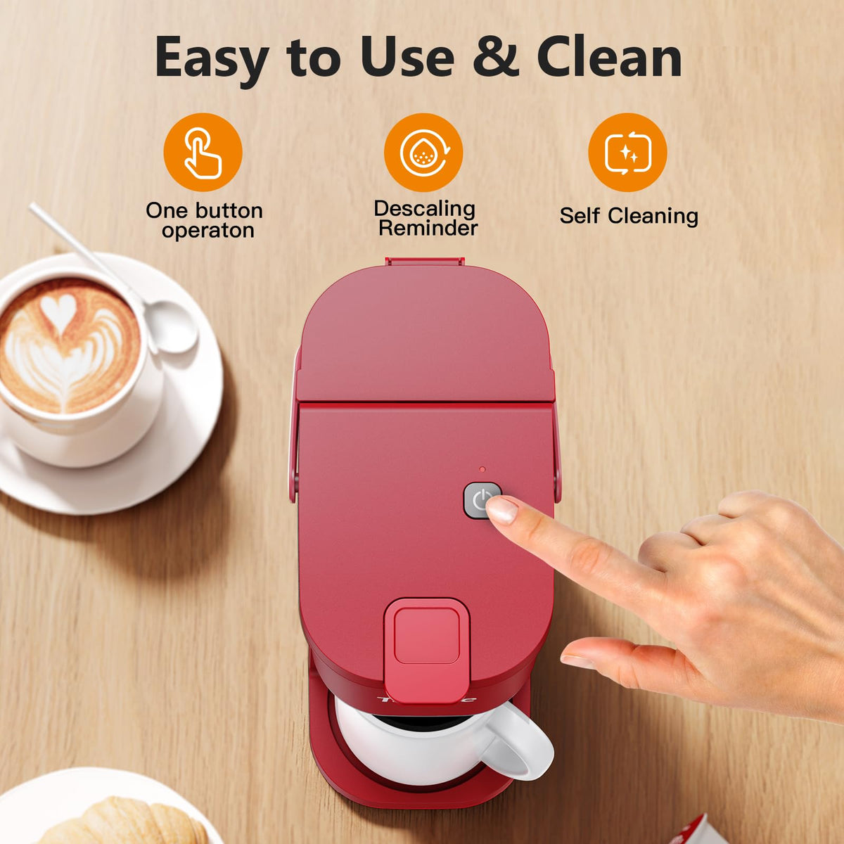 Tastyle Mini Single Serve Coffee Maker for K Cups and Grounds with Handle