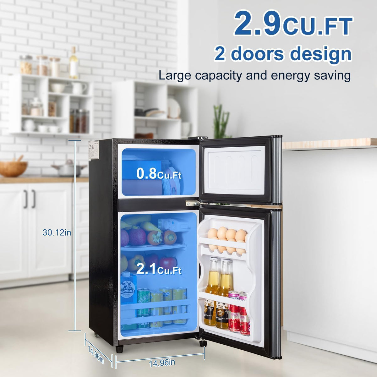 Mini Fridge with Freezer, 3.2 cuft Small Refrigerator, Compact Refrigerator