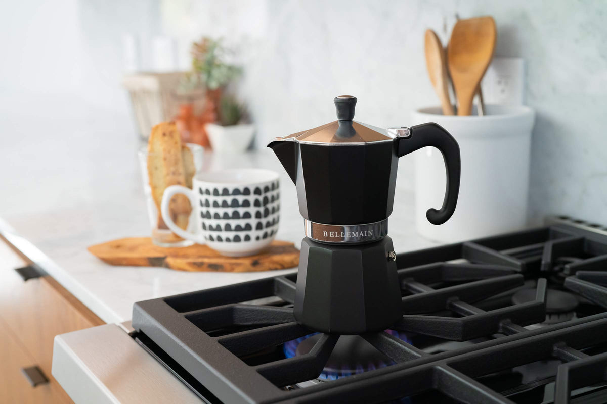 Bellemain Stovetop Espresso Maker, Italian Moka Pot, 6-Cup Silver