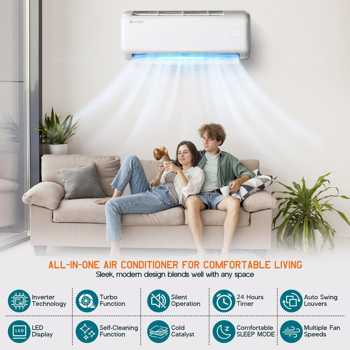 Albott 12,000 BTU Mini Split Air Conditioner and Heater SEER2 18, 115V