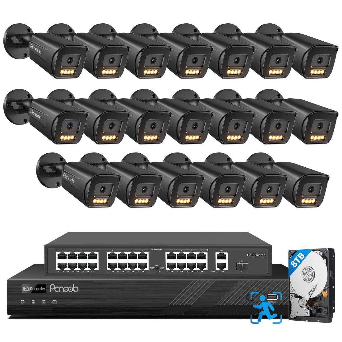 PoE 32 Channel Security Camera System with 8TB HDD, PB65A2032-5MD