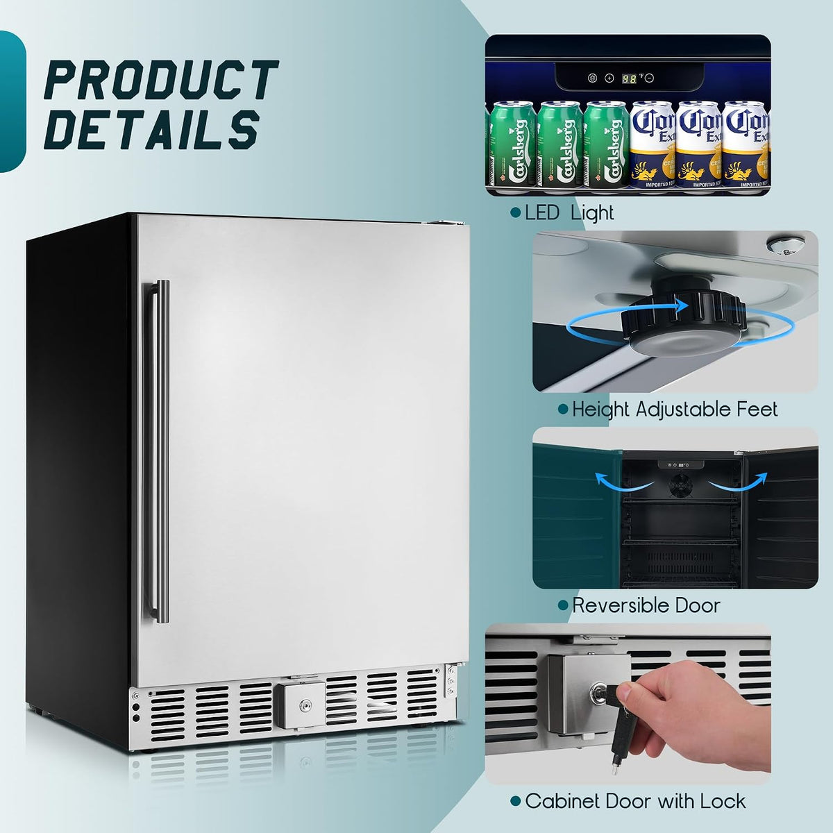 Albott 24 Inch Outdoor Beverage Fridge, 5.0 Cu.Ft Beverage Refrigerator