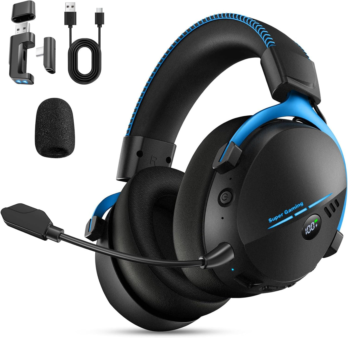 Motast 2.4GHz Wireless Gaming Headset for PC PS5 PS4 Switch,100Hrs, BT6.0