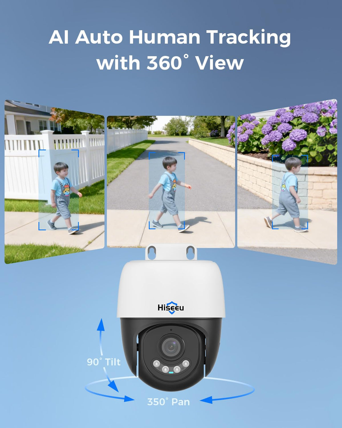 【Human Track】Hiseeu 4K PoE PTZ Security Camera System, 6pcs 5MP PTZ Cameras