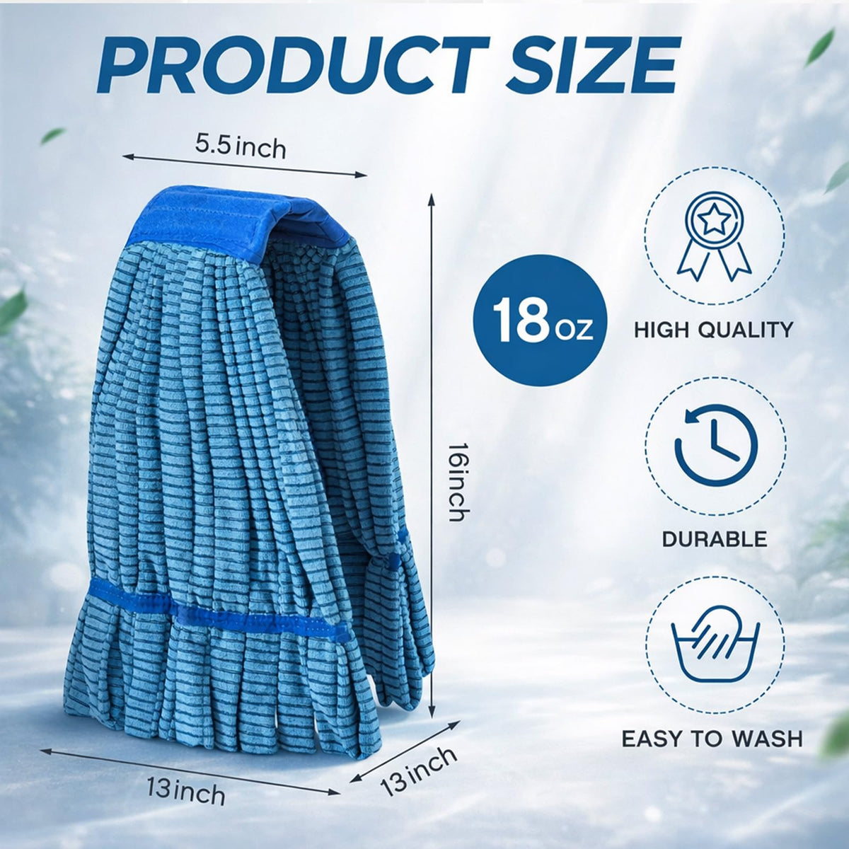Hushee 12 Pcs Large Microfiber Tube Mop Heads 18 Oz Looped End,Green