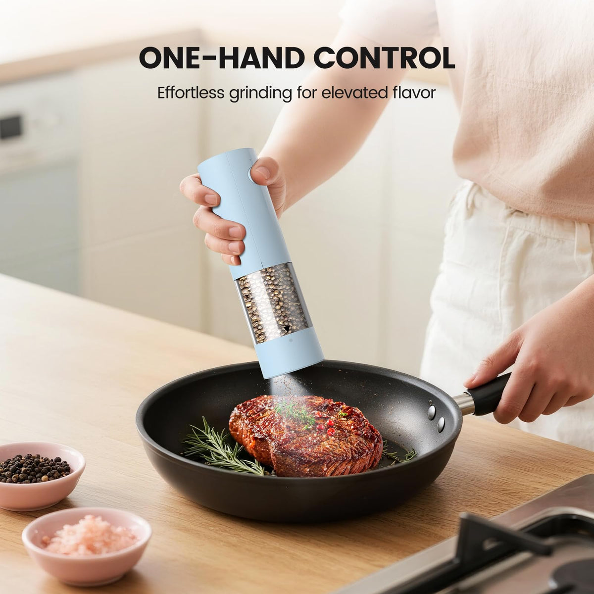 Electric Salt and Pepper Grinder Set - Rechargeable Automatic Salt and Pepper Shakers, Kitchen Appliances with External Adjustable Coarseness, Large Capacity, Housewarming Birthday Gifts for Women Men