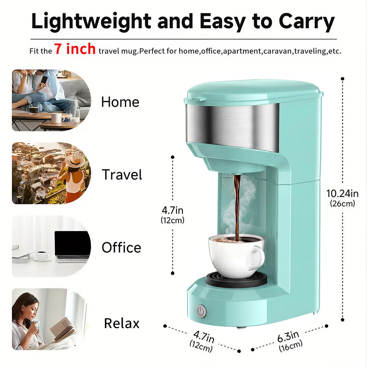 Single Serve Coffee Maker, Small K Pod&Ground Coffee Machine