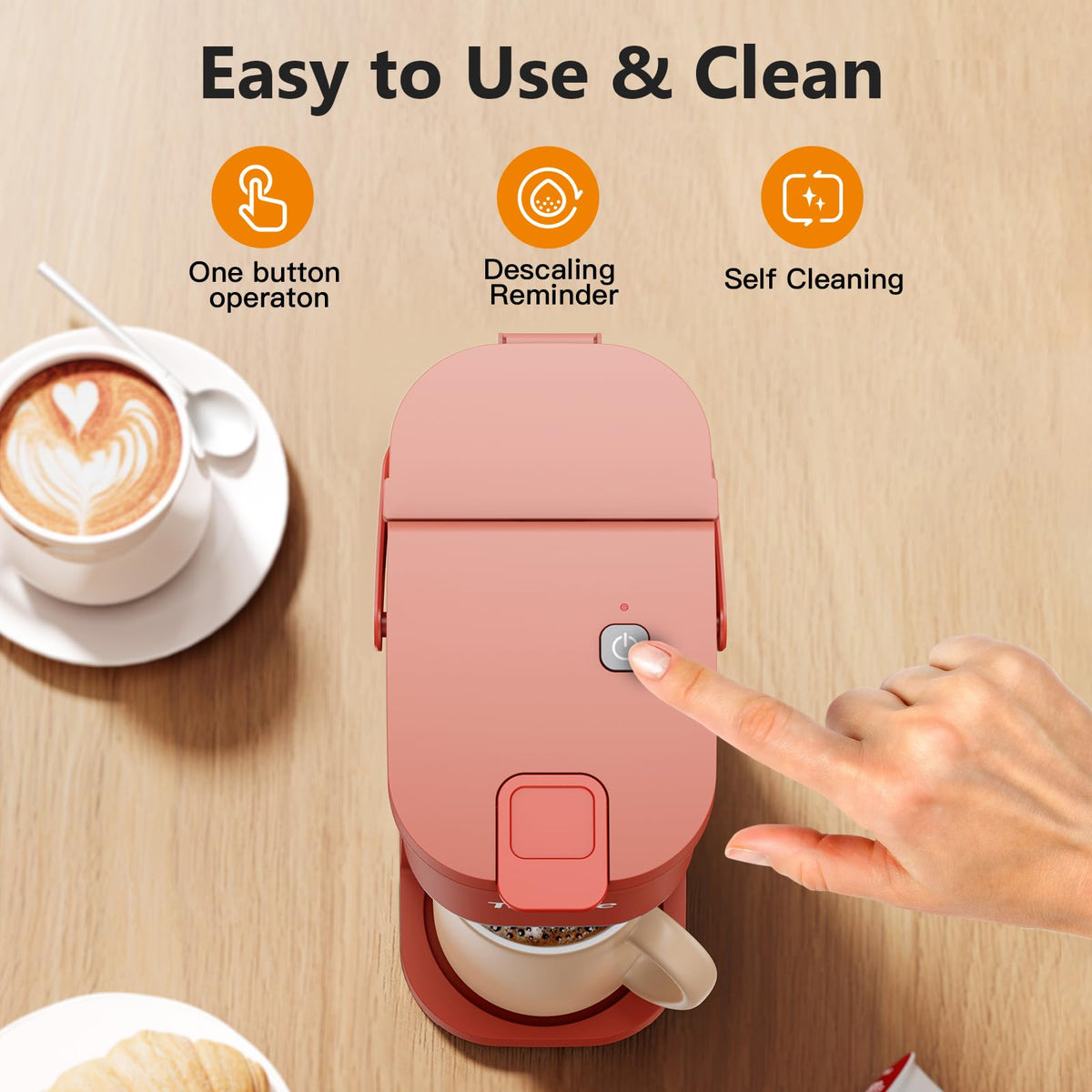 Tastyle Mini Single Serve Coffee Maker for K Cups and Grounds with Handle