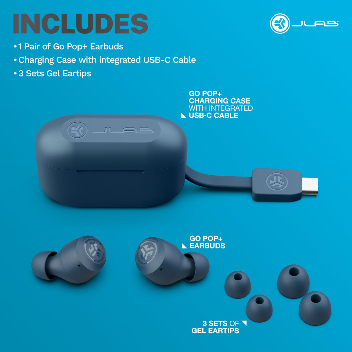 JLab Go Air Pop+ Earbuds, Dual Connect, EQ3 Sound, Mint Green