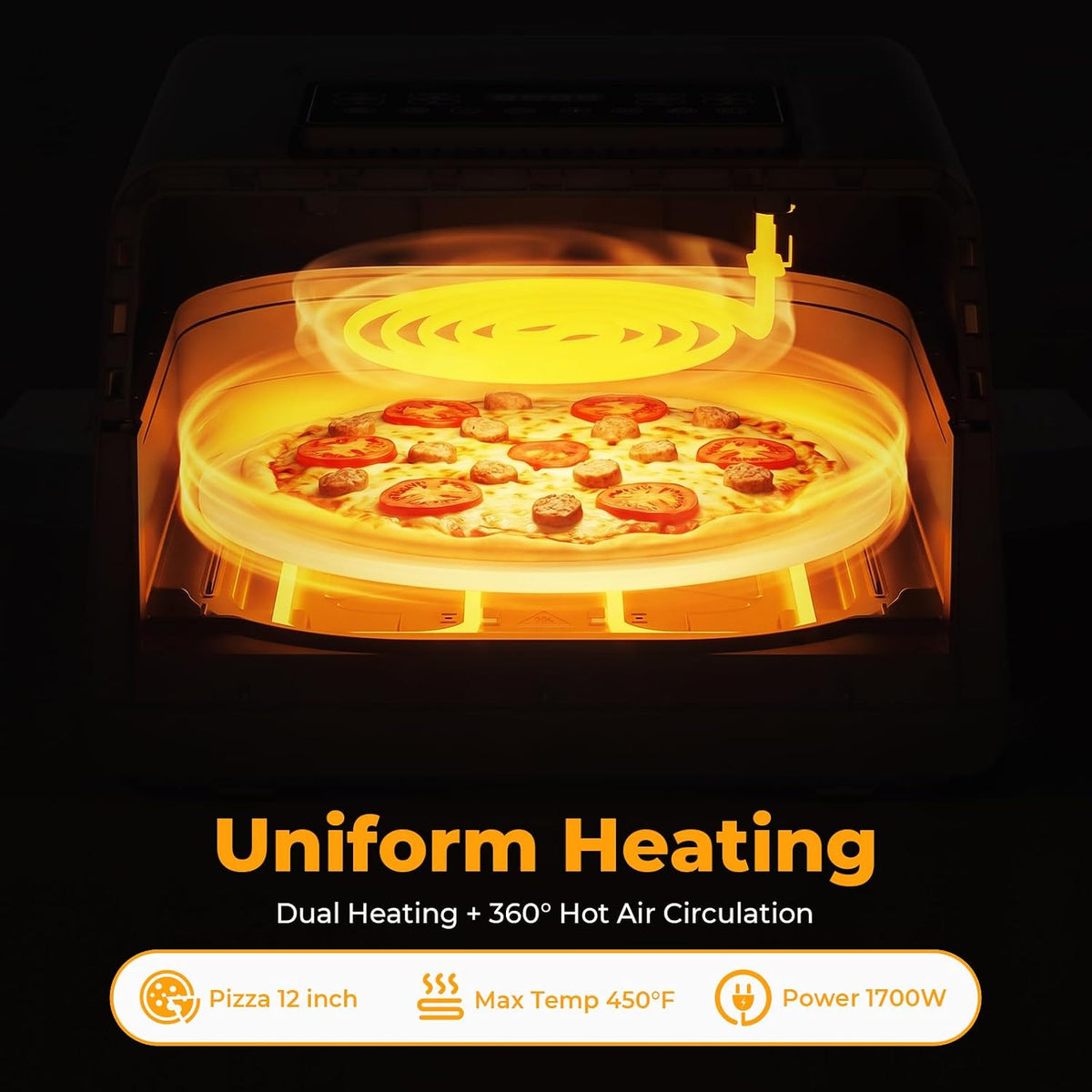 Indoor Pizza Oven, 6.86QT Large Air Fryer with 9 Cooking Functions