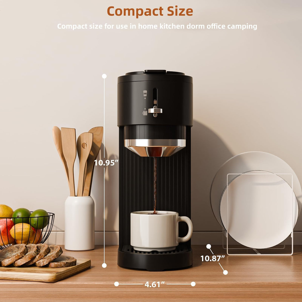 COWSAR Single Serve Coffee Maker, 2 in 1 Coffee Capsule & Ground Coffee Brewer, 40 Oz Removable Water Tank, 5 Brew Sizes 6-14 Oz, Self-cleaning Fast Heating Coffee Machine for Home Office