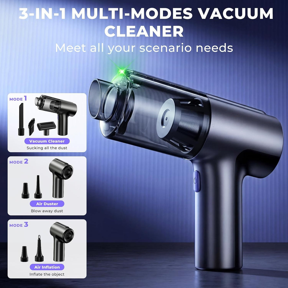 Car Vacuum Portable Cordless, Handheld Vacuum Cleaner Mini Small
