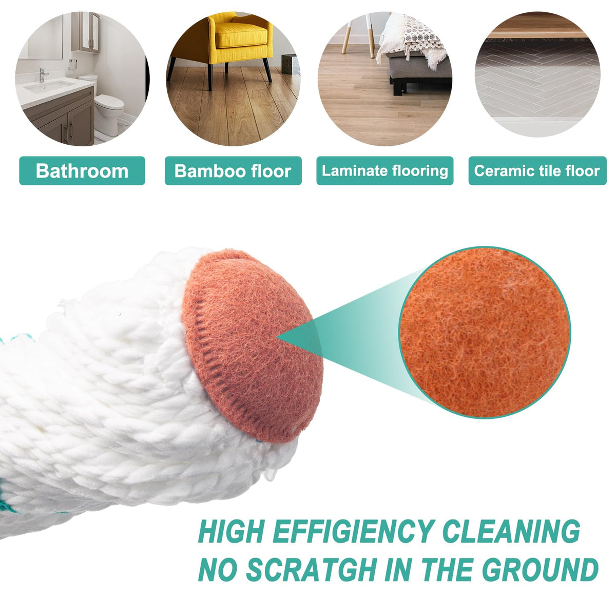 Self-Wringing Twist Mops for Floor Cleaning, Microfiber Floor mop with 57 " Long Handle, Easy Wringing Mop for Hardwood Commercial Household Clean