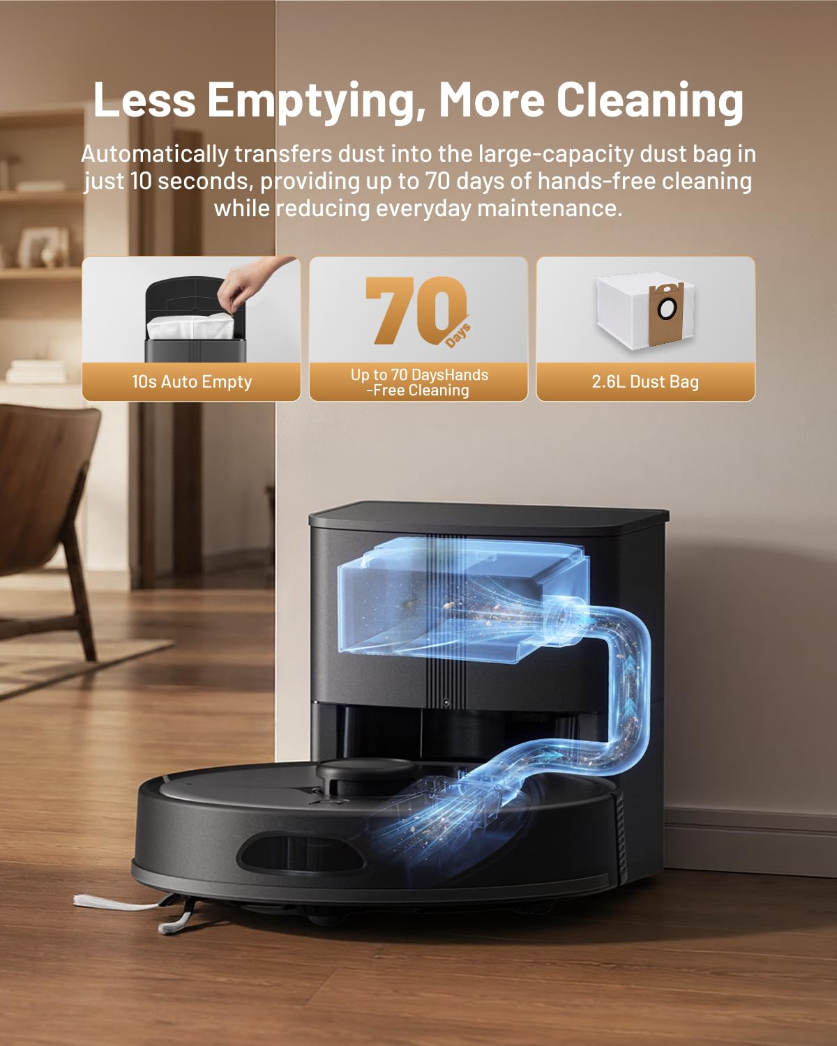 Robot Vacuum and Mop Combo, 8000Pa, Self-Emptying