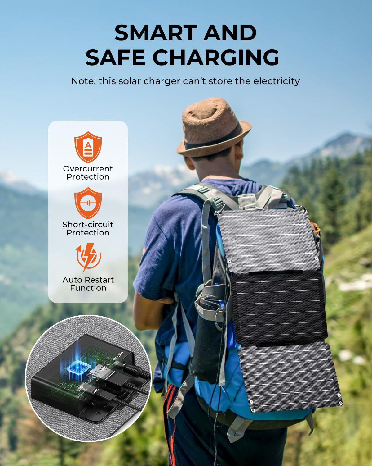 [Upgraded Tiny Solar Charger] BigBlue 14W Solar Panels with USB-A Port(5V/2.4A Max), IPX4 Waterproof, Portable Solar Phone Charger for Hiking, Compatible with iPhone X/8/7, Tablet, Samsung LG etc