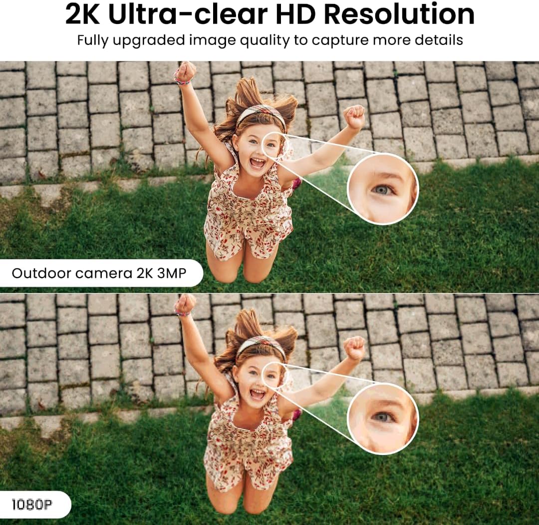 AOQEE 2K Cameras for Home Security, Indoor/Outdoor, Full Color, C1 2Pack