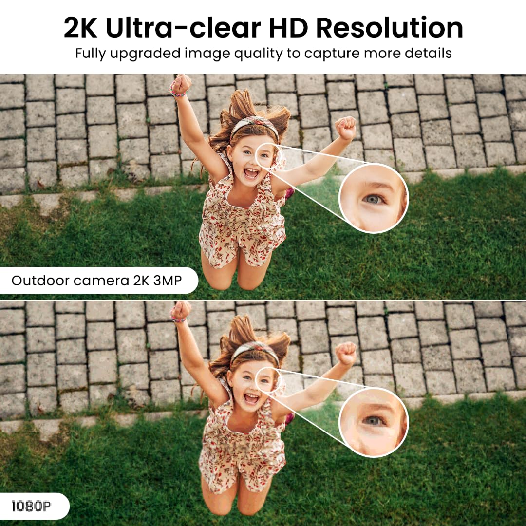 AOQEE 2K Cameras for Home Security, Indoor/Outdoor, Full Color, C1 2Pack