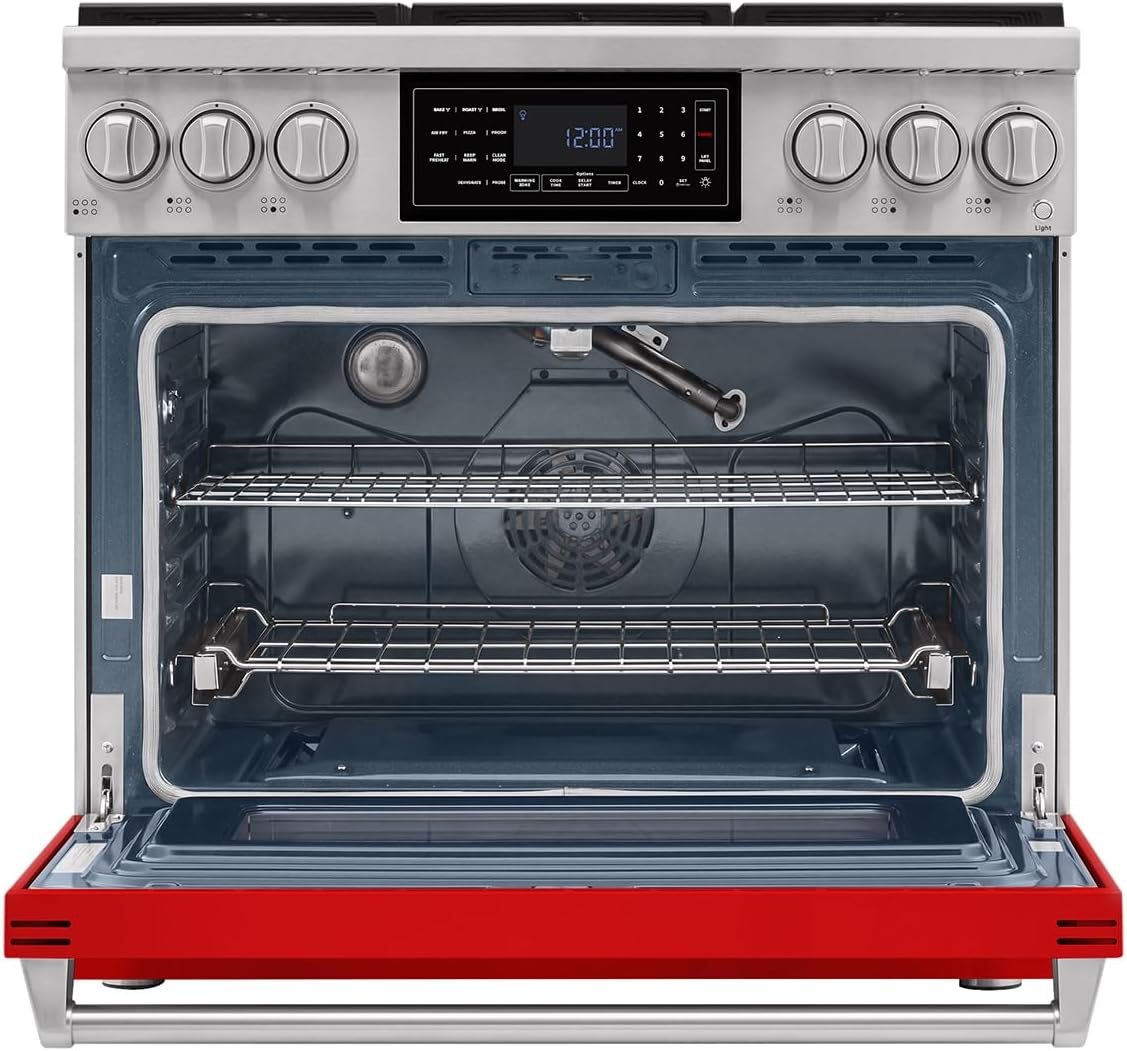 Tilt Panel 36" Natural Gas Range with 6.2 cu ft True Convection Oven (Red)