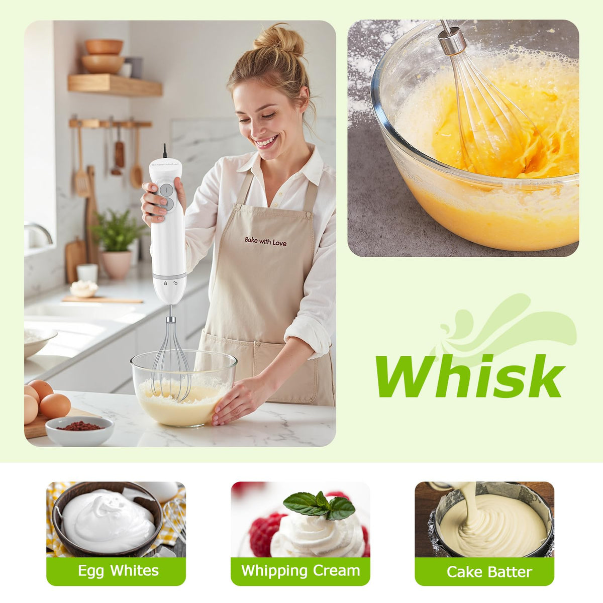 Bonsenkitchen Immersion Hand Blender, Smoothie, Puree, Baby Food