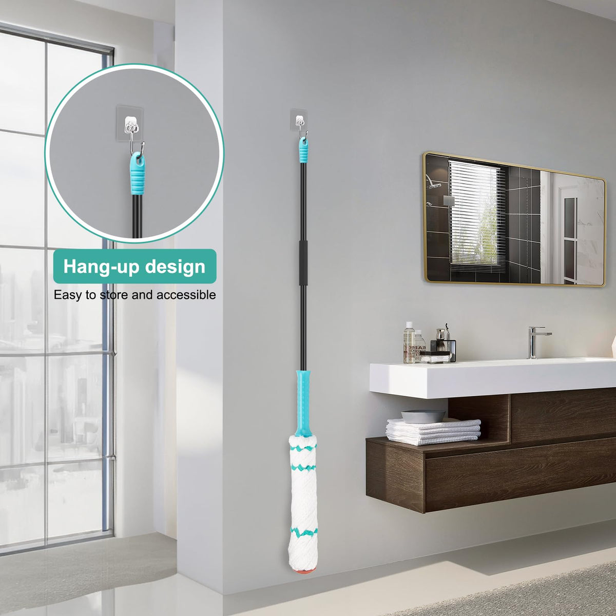 Self-Wringing Twist Mops for Floor Cleaning, Microfiber Floor mop with 57 " Long Handle, Easy Wringing Mop for Hardwood Commercial Household Clean