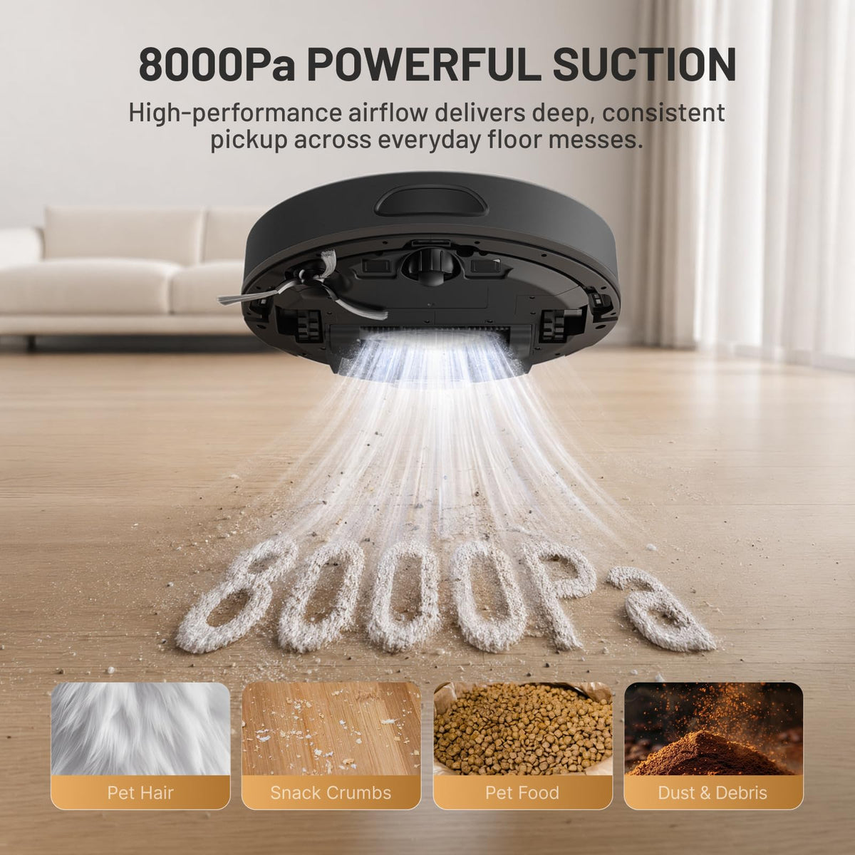 Robot Vacuum and Mop Combo, 8000Pa, Self-Emptying