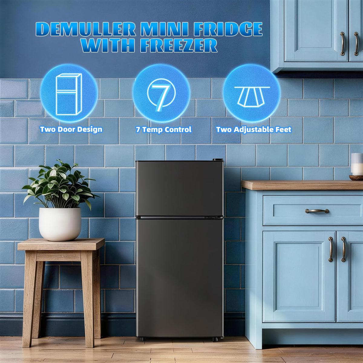 45L Personal Double‑Door Mini Fridge With Freezer, Pink