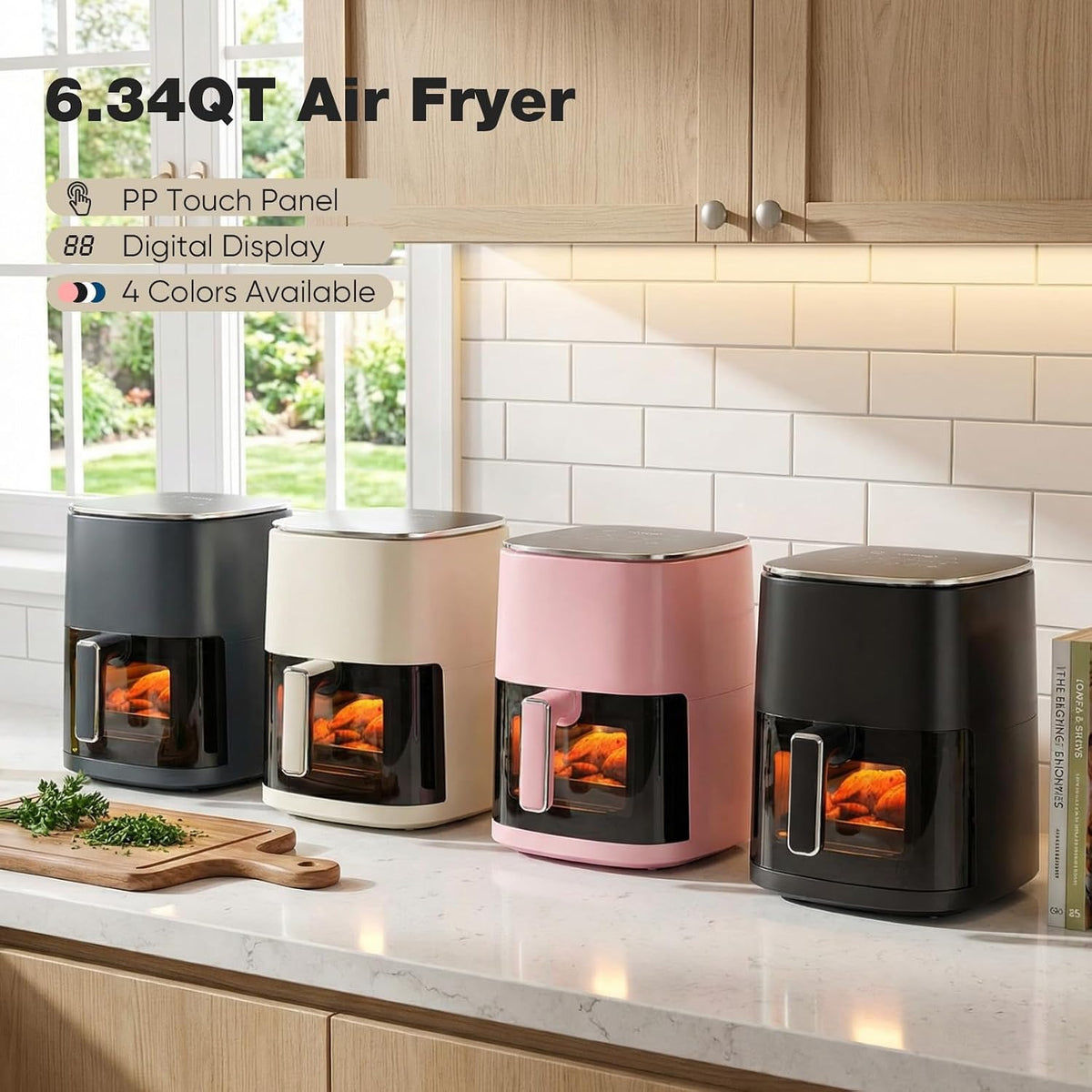 OLIXIS 12-in-1 Air Fryer 6.34 Quarts, Visable Airfryer with Window, 400°F, Roast, Reheat, Dehydrate, Bake, Steam, Fries, Custard, Chicken, Wings, Sea Food, Vegetabels, Grey