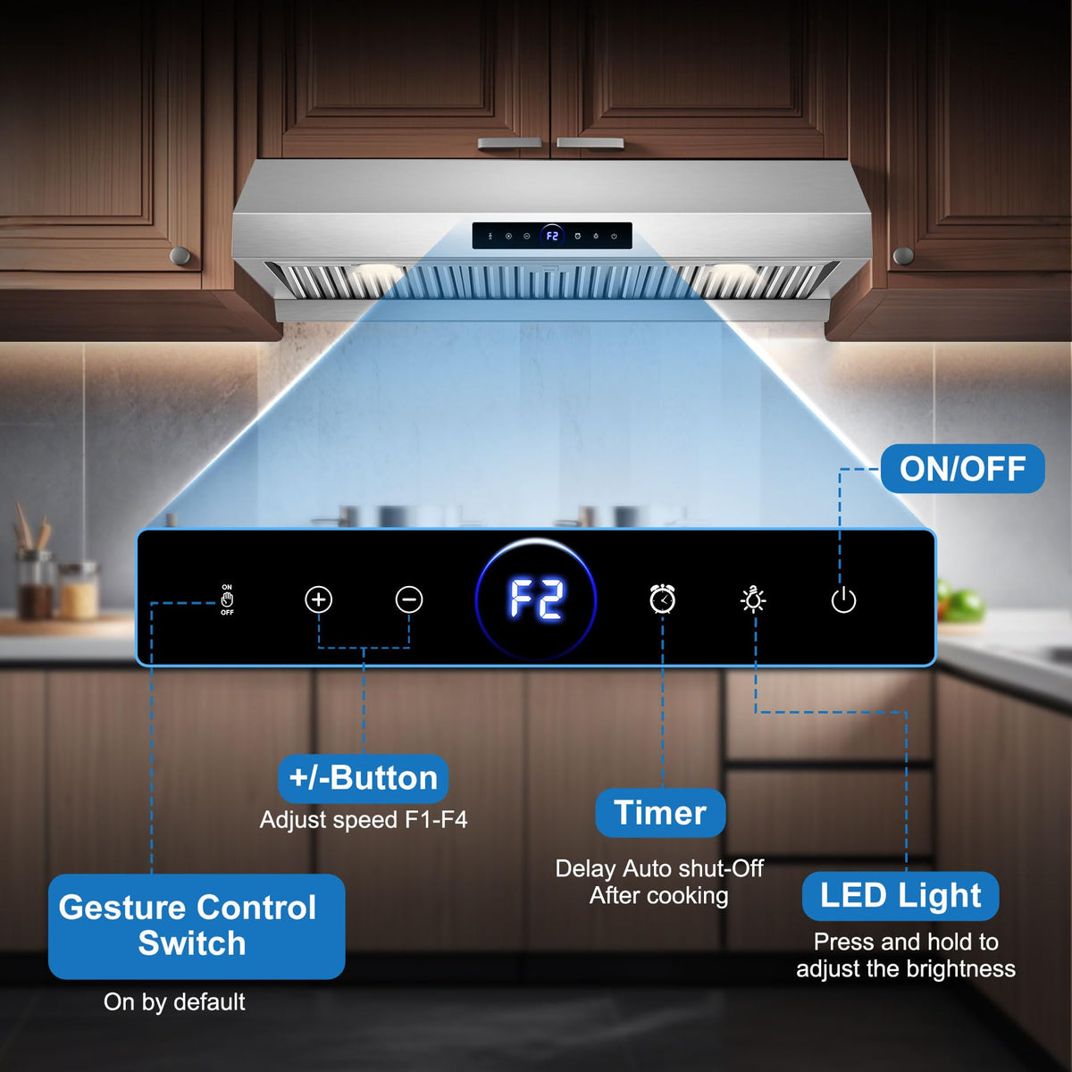 30 inch Under Cabinet Range Hood 1200 CFM Stainless Steel Vent Hoods