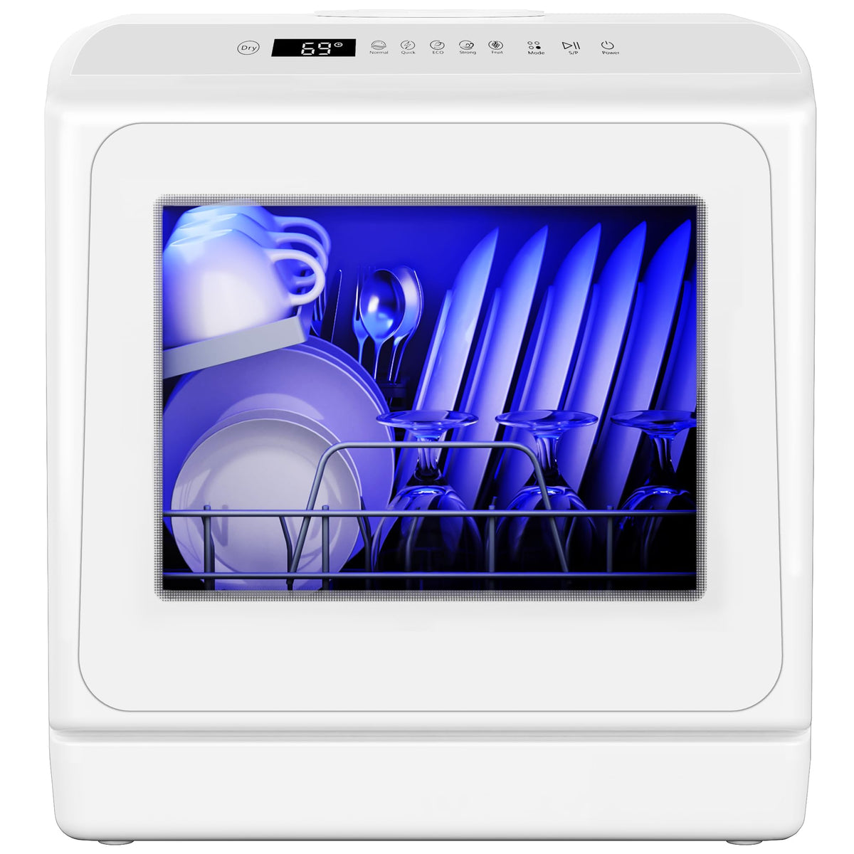 EUHOMY Countertop Dishwasher Portable, 6 Programs with 40 dB, No Hookup