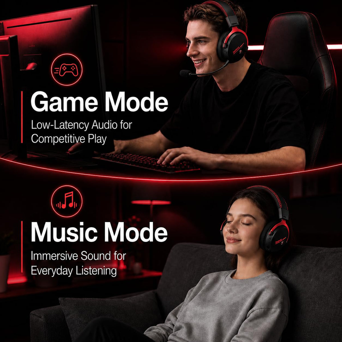 Motast 2.4GHz Wireless Gaming Headset for PC PS5 PS4 Switch,100Hrs, BT6.0