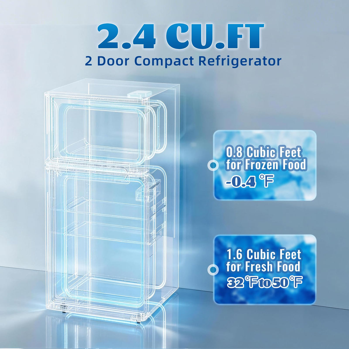 45L Personal Double‑Door Mini Fridge With Freezer, Pink