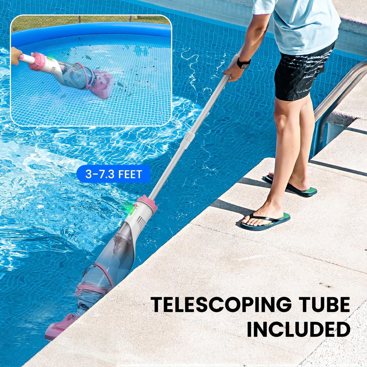 Enhulk Rechargeable Handheld Cordless Pool Vacuum for Above Ground Pool and Inground Pool, 60-Minute Runtime,Powerful Suction up to 18.5 gallons/min, Efficient Leaf and Debris Removal, PC10 Pro