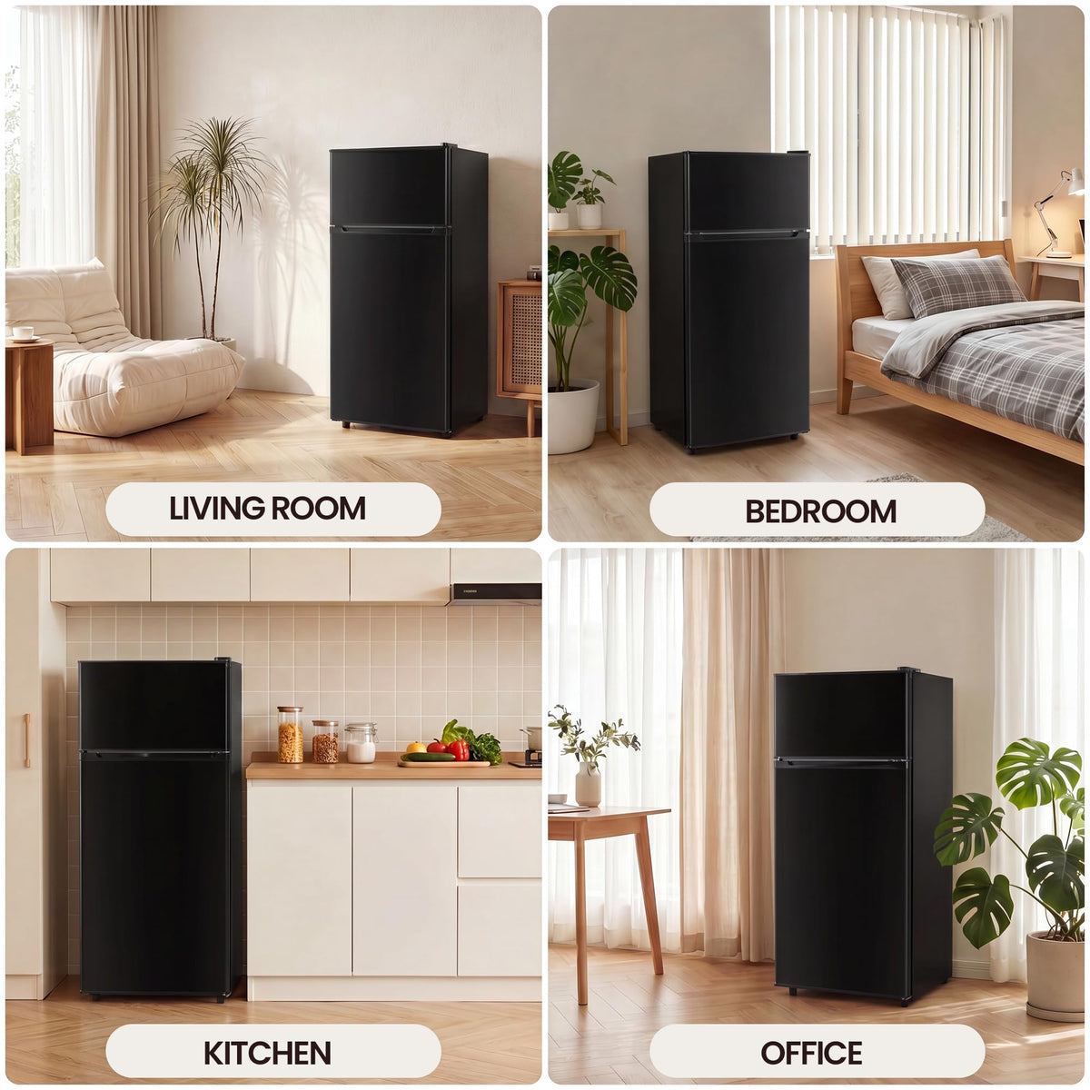 4.5 Cu.Ft Mini Fridge Freezer for Dorm/Office, 2-Door, Quiet