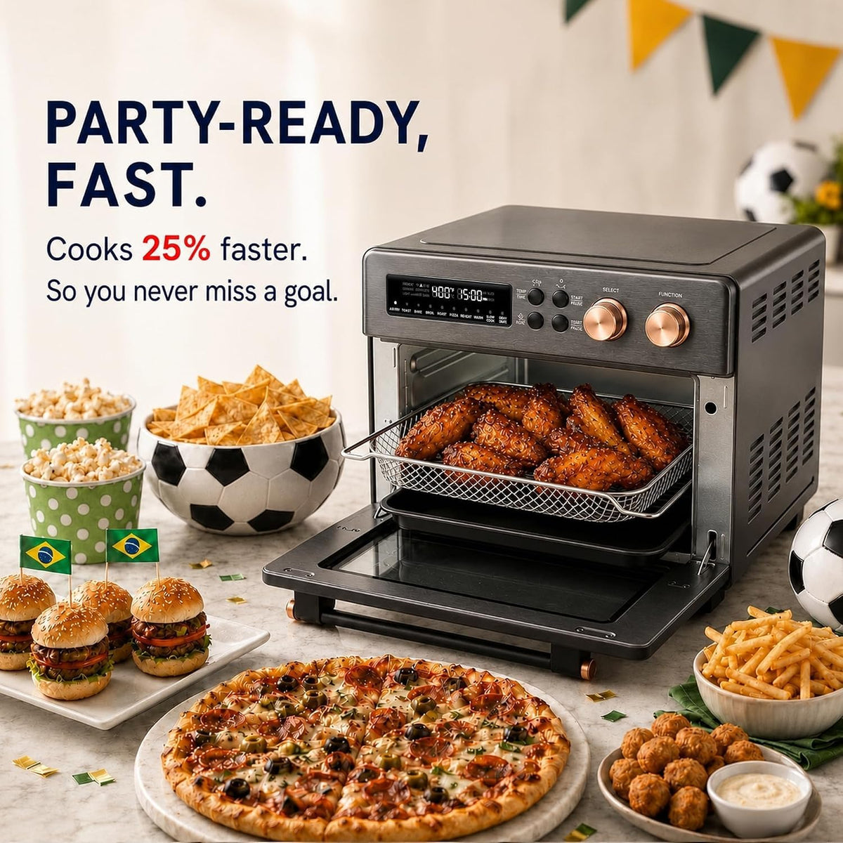 VAL CUCINA 26.3 QT Infrared Air Fryer Toaster Oven Combo, 10-in-1