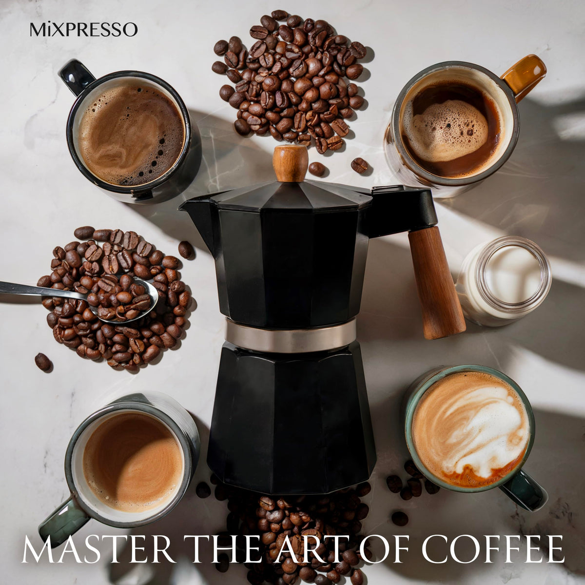 Mixpresso 3 Cup Moka Pot Stovetop Espresso Maker, Italian Cuban Coffee Pot