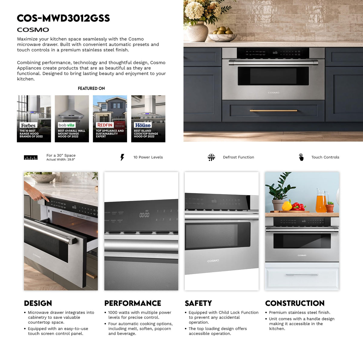 30 in. Haven Coll 1.2 cu. ft. Built-in Microwave Drawer, Stainless Steel