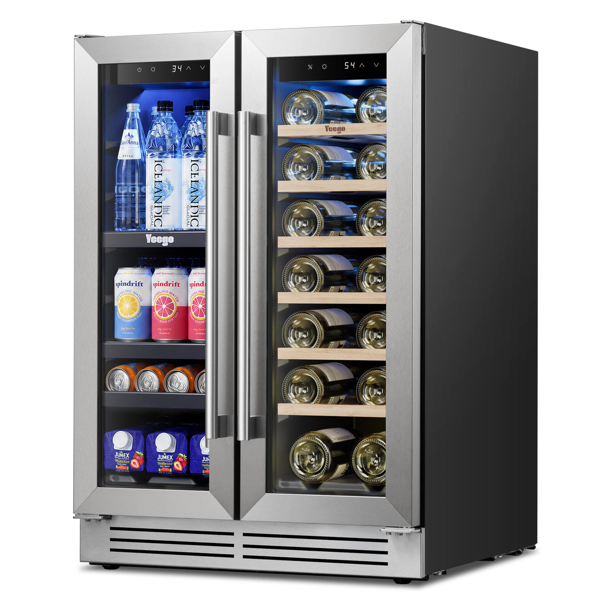 Yeego 24 Inch Dual Zone Wine Fridge with 52 Bottle