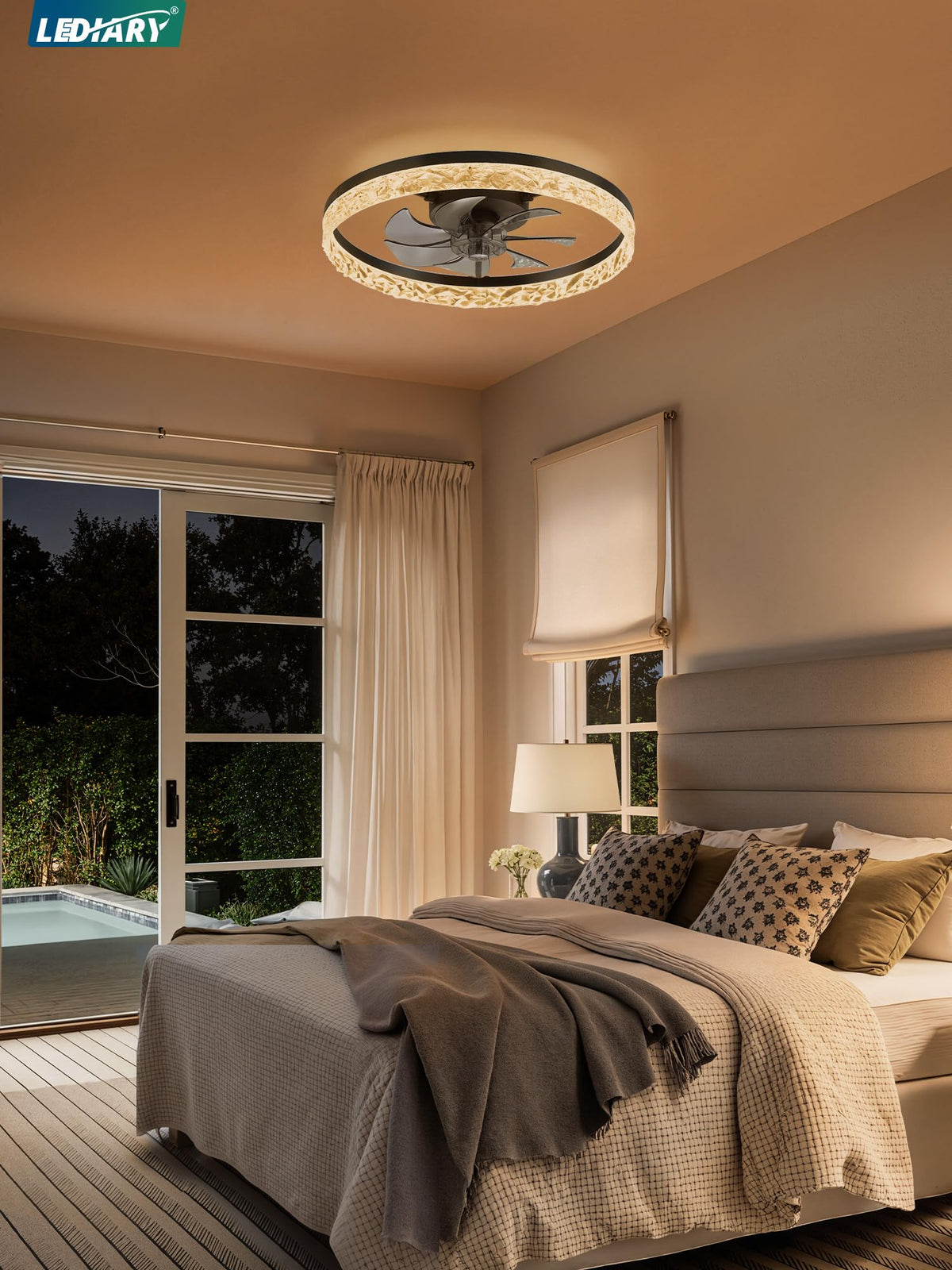 LEDIARY 20" Modern Ceiling Fans with Lights and Remote, White Fandelier