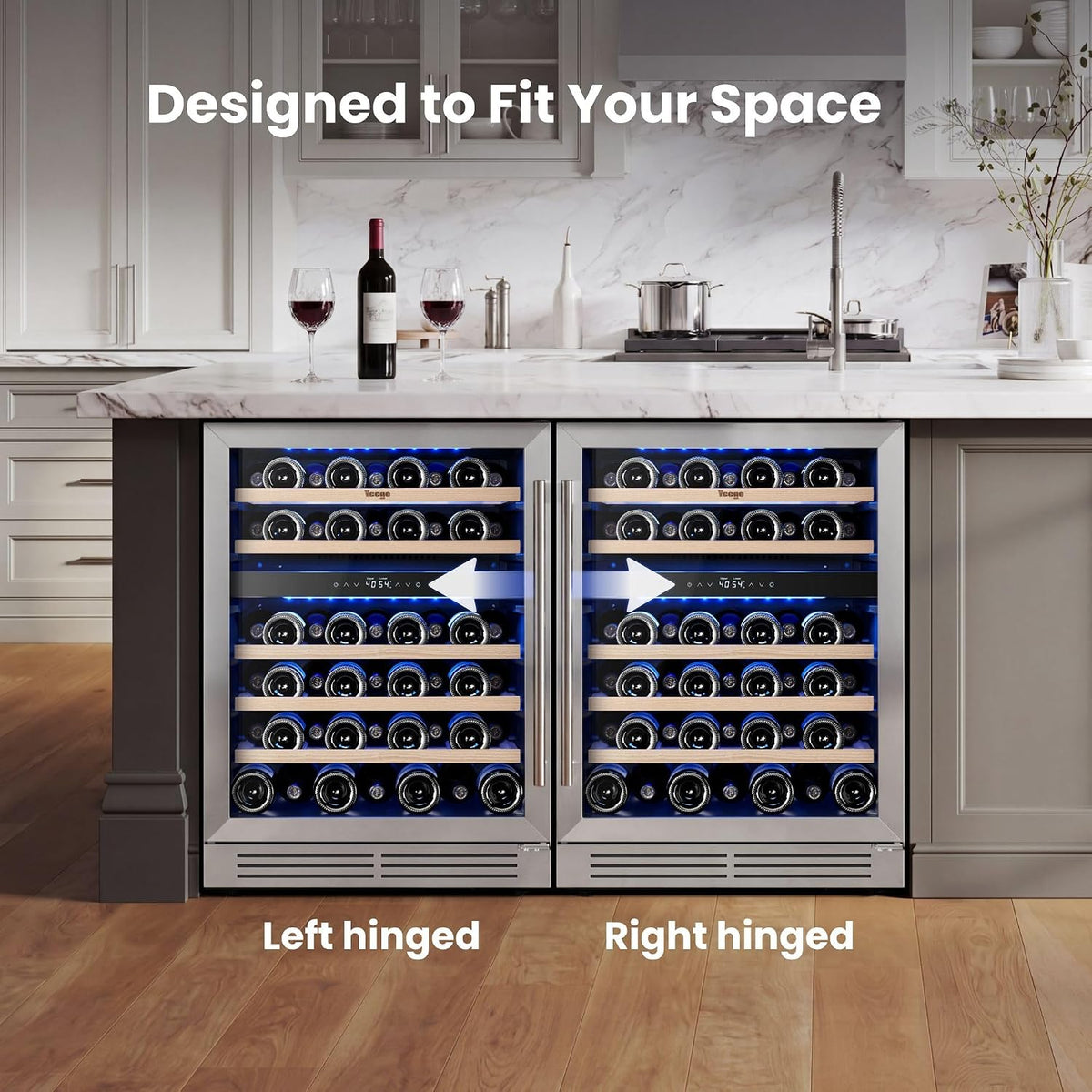 Yeego 24 Inch Dual Zone Wine Fridge with 52 Bottle