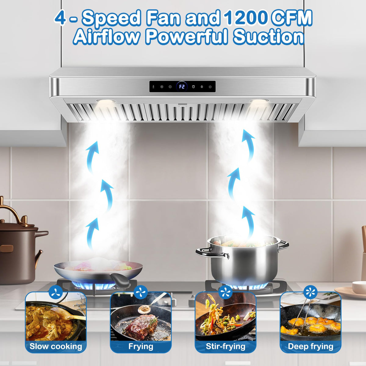 30 inch Under Cabinet Range Hood 1200 CFM Stainless Steel Vent Hoods
